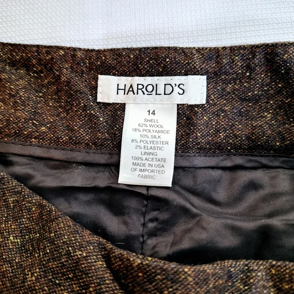 NWT Harold's brand "Harold in Tweed" Plus-size 14 wool silk blend wide leg pants - Picture 10 of 11